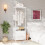 VOWNER Hall Tree Entryway Coat Rack 3-Drawer Bench White Hanging Rod 1