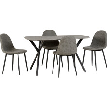 Seconique Athens Dining Set with 4 Dining Chairs in Concrete Effect