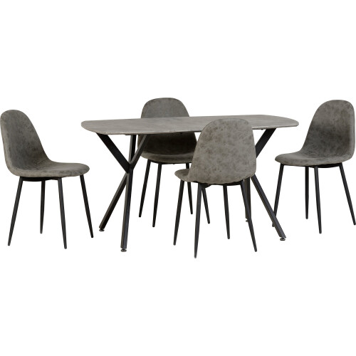 Seconique Seconique Athens Dining Set with 4 Dining Chairs in Concrete Effect
