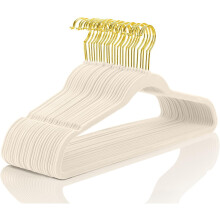 MIZGI Premium Velvet Suit Hangers - Pack of 60 Heavy Duty, Non Slip Slimline with Gold Hooks, Space Saving Ivory Velvet Hangers DK-ke-98