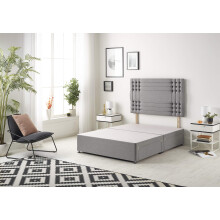 Bed Centre Flexby Divan Bed Base with Matching Headboard, No Drawers and in 3FT. 4FT. 5FT & 6FT (3FT Single, Plush Beige Fabric)