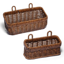 2 Pack Woven Storage Basket,Organizer Trays, Paper Box,Vintage Bin for Bathroom, Kitchen,Vanity Countertop Table Shelf (Brown, âŽ2 pc (S/M))