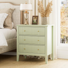 Apetaccat Large Bedside Table Bedroom, 3 Drawer Chest of Drawers, Bedside Cabinet With Metal Handles,for Bedroom Livingroom,Hallway,Green