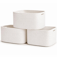 OrganiHaus Set of 3 White Basket for Towel Storage | Bathroom Storage Baskets for Shelves | Blanket Basket for Living Room