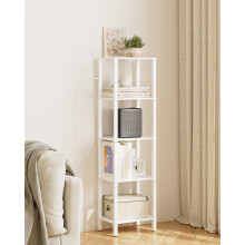 Apetaccat Book Shelf, 5 Tier Tall Bookshelf, Narrow Bookcase with Open Shelves, 38 x 27 x 136CM, Book Shelves for Living Room, Office, Study, White