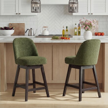 Bar Stools Set of 2, 360Â Swivel Counter Stools with Upholstered Seat, Wooden Frame & Nailhead Trim