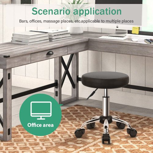 FURWOO Multi-Purpose Rolling Stool with Wheels for Spa - Adjustable Drafting Stool (Black) 2
