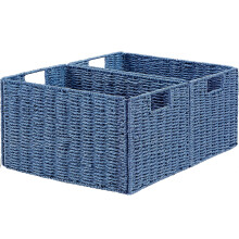 Vagusicc Storage Baskets for Shelves, Large Organizer Box Storage Bins with Handles, Wicker Basket for Pantry