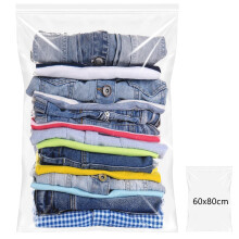 60x80cm Reusable Ziplock Bags for Clothes,20 Pack Large Plastic Hospital Travel Clothes Storage Bags Clear Seal Bag Waterproof Luggage Organiser for