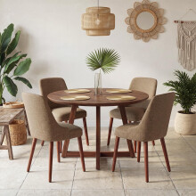 Dining Chairs Set of 4, Upholstered Dining Room Chairs with Ergonomic High Back, Thick Padded Seat, Skin-Friendly Fabric