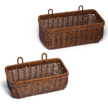 2 Pack Woven Storage Basket,Organizer Trays, Paper Box,Vintage Bin for Bathroom, Kitchen,Vanity Countertop Table Shelf, Hanging Wall Basket