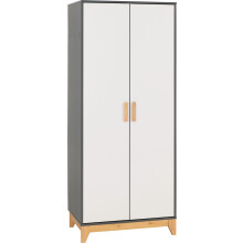 Seconique Cleveland 2 Door Wardrobe in White/Grey Metal Effect