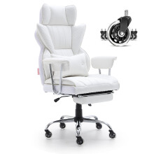 VEVOR Reclining Office Chair with Footrest, Heavy Duty PU Leather Wide Office Chair, Big and Tall Executive Office Chairs with Lumbar Support