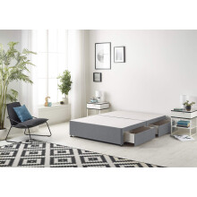 Bed Centre 3FT Single Divan Bed Base Platinum Charcoal Plush Divan Bed Base With Same Headboard And Storage Drawer- 3FT Single No Draw No headboard