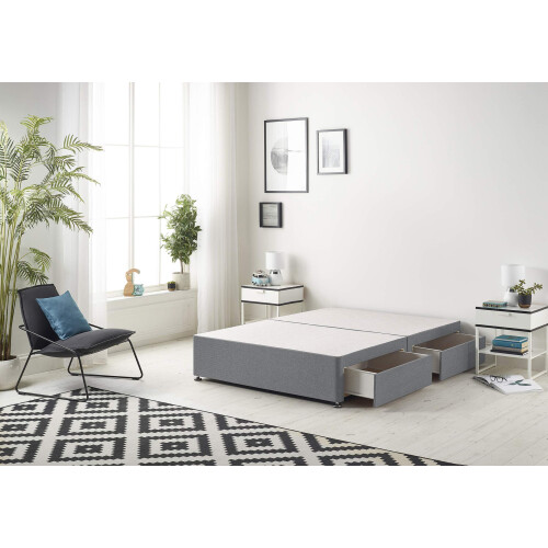 Bed Centre 3FT Single Divan Bed Base Platinum Charcoal Plush Divan Bed Base With Same Headboard And Storage Drawer- 3FT Single No Draw No headboard