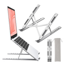 Sopholid Laptop Stand for Desk, Aluminum Metal MacBook Stand,Computer Riser for Desk, Portable Foldable Adjustable Notebook Holder