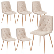 Set of 6 Dining Chairs for Dining Room, Fabric Kitchen Chairs Set, Beige