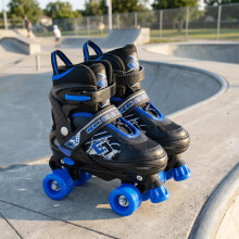 GEEZY Kids Quad Skates Adjustable Blue Roller Skates for Girls & Boys (UK 11 - 1)