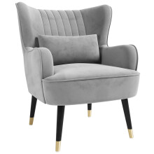 Vesgantti Velvet Accent Chair with Lumbar Pillow, Wing Back Large Armchair