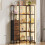 Corner Bookshelf Unit with 4 Fabric Drawers & LED Light, 5-Tier, Rustic 1