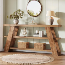 Tribesigns 70.9" Extra Long Console Table with Storage, 3-Tier Narrow Wooden Sofa Table Behind The Couch, Farmhouse Entry Foyer Table for Entryway