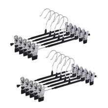 CRIFLOMAR Universal Hangers with Clips, 10 Pieces, 30 cm, Metal Hangers for Trousers and Skirts, Space Saving (Black)