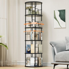 OCTORO 5 Tier Rotating Bookshelf, 360Â Corner Bookshelf Tower, Round Revolving Bookcase with Adjustable Levels, Spinning Book Shelf for Home Office