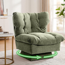 CuteHairy Oversized Swivel Accent Chair â“ Modern Chenille Cuddle Armchair with Plush Cushion & 360Â Rotating Base, 136kg Capacity