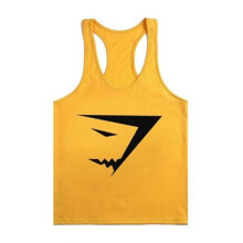 (YellowBlack,XL)Usa Bodybuilding Tank Top Gym Stringer Workout Yback Vest Singlet Shirt Fitness