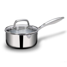 Arttdinox Stellar Stainless Steel Triply Sauce Pan With Straining Glass Lid | Milk Pan | Saucepan For Tea | Gas And Induction Compatible, 16Cm/1.5Ltr