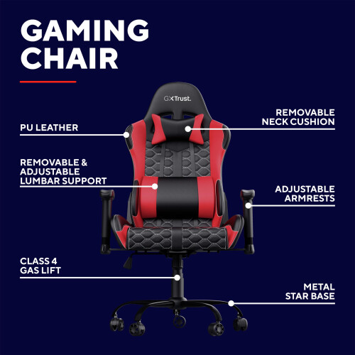 GXTrust Resto Gaming Chair Full 360Â Rotatable Seating, Red 1