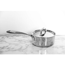 Tuxton Home Thbcs2-Ss1-M Duratux Tri-Ply 1.5 Quart Dishwasher And Oven Safe Covered Saucepan, 1.5Qt, Stainless Steel