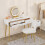 WOLTU Dressing Table with LED Mirror, Adjustable Brightness, White 1