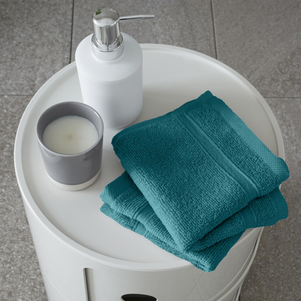 Catherine Lansfield Zero Twist Cotton 30X30cm Face Cloth Pair Teal Green - Image 6