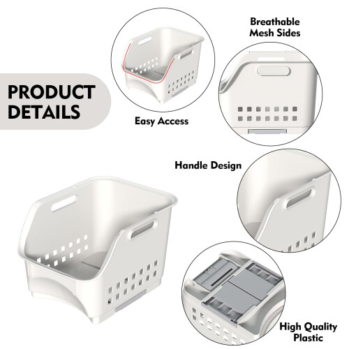 Yesdate 3 Pack Stackable Storage Drawers, Plastic Closet Organiser Baskets 2