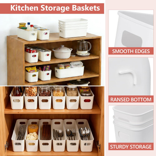 Cartlant 6 Pack Small Storage Baskets Narrow Plastic Bathroom Storage Box 1