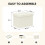 PINPLUS Folding Storage Box Ottoman, Linen Small Footstool, Cream White 3