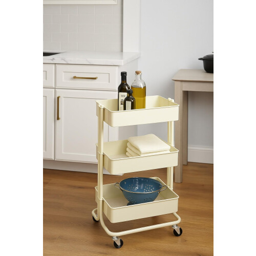 ASPECT 3-Tier Storage Rolling Cart, Vanilla, 43x35x78.5cm 1