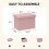 PINPLUS Tufted Linen Storage Ottoman Box, Foldable Footstool, Pink 3