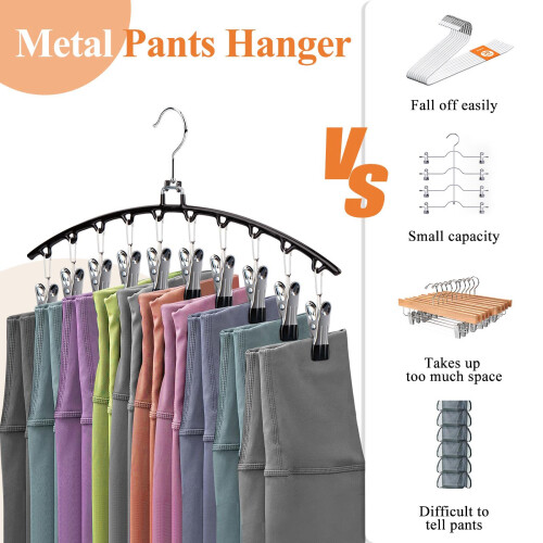 HONZUEN Trouser Hangers with Clips, 2 Pack Space Saving Hangers 2