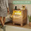 Quikraen 50cm width Bedside Table with Charging Station&Sensor LED Light 5