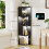 55.1 " Corner Wood Bookcase with Body Sensor LED for Home Office,Black 2