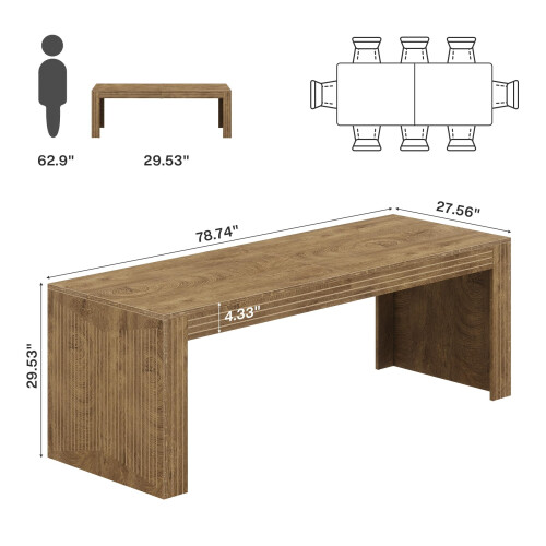 Tribesigns Tribesigns 78.7-inch Large Dining Table for 6-8, Rectangular Kitchen Table with Heavy Duty Pedestal 1