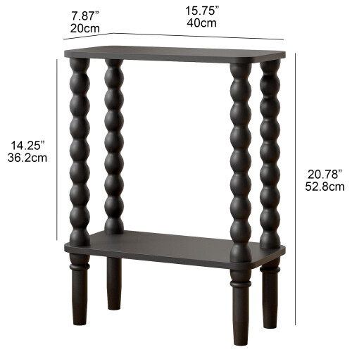 JERX 3-Tier Narrow Side Table Small End Table Walnut Brown 1