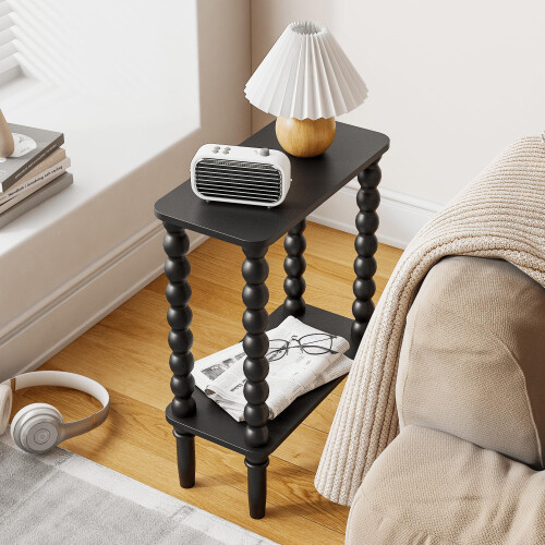 JERX 3-Tier Narrow Side Table Small End Table Walnut Brown 2