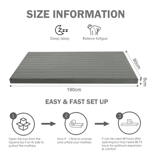 MeMoreCool Roll Up Floor Mattress Single 190x90cm, Dark Gary 2