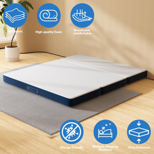 DEWINNER Folding Mattress Double, 135x190x15cm 2