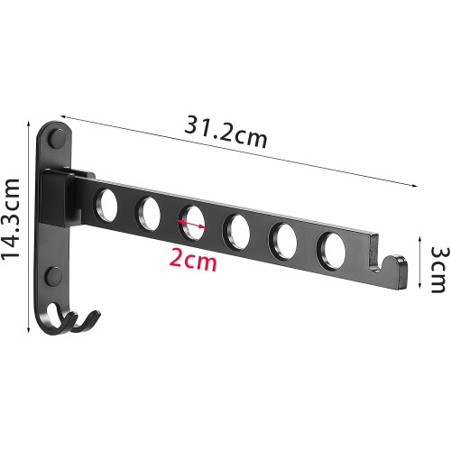 JOOM Foldable Wall Mounted Clothes Hanger Rack, Space Saving, Black 1
