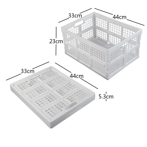 Asking Set of 3 Plastic Stackable Filding Storage Crate, 30 L Collapsible Storage Basket, White 1