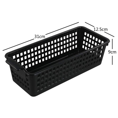 Gitany Black Plastic Baskets Set of 6, Rectangle Slim Storage Basket 1